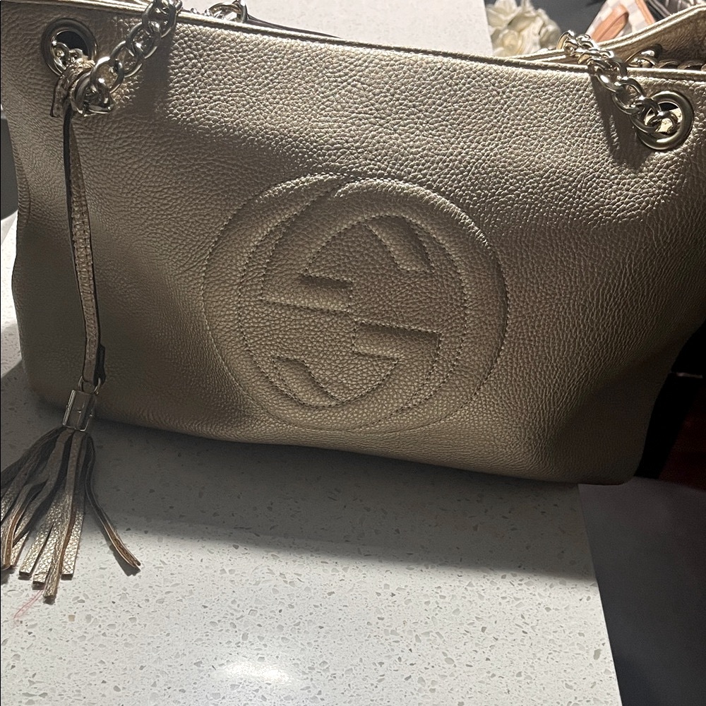 Gucci Metallic Gold Shoulder Bag with Tassel